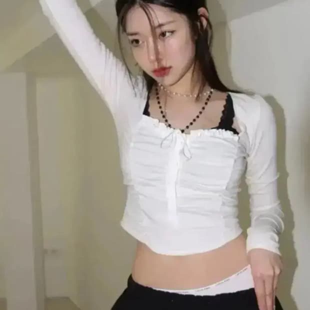 드라이로즈 셔링 레이스 버튼 탑