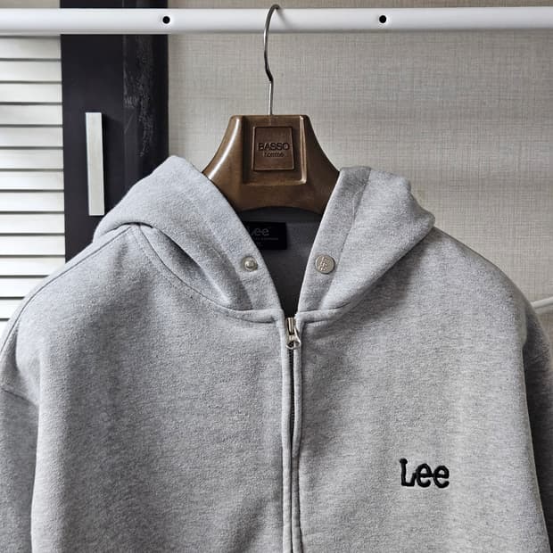 M ) Lee 스티치 로고 오버핏 후드 집업