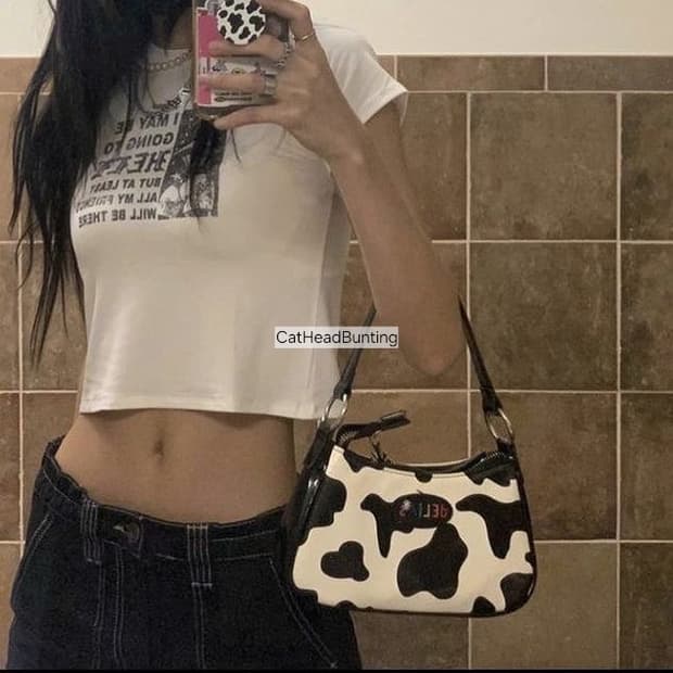 돌스킬 희귀대장템☆ミ갸루 키치 밀크카우 에나멜 링 숄더백