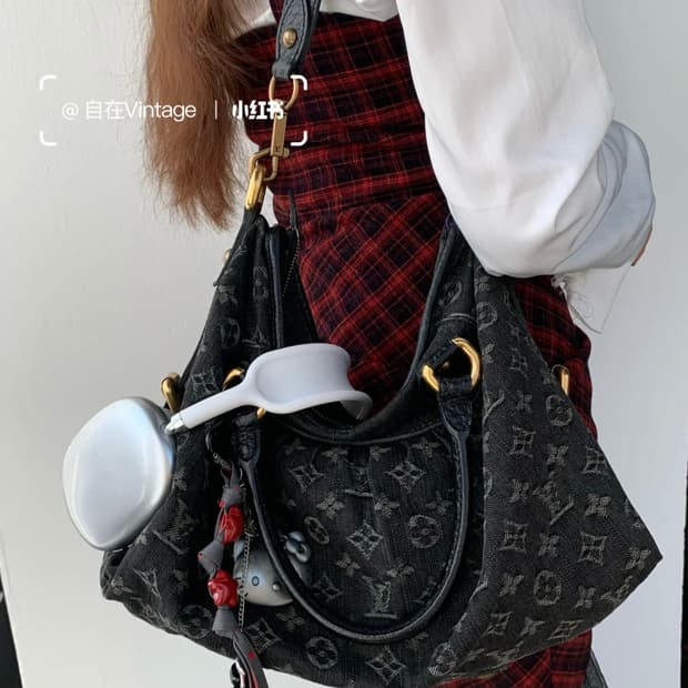 루이비통 빈티지 숄더백 데님 모노그램