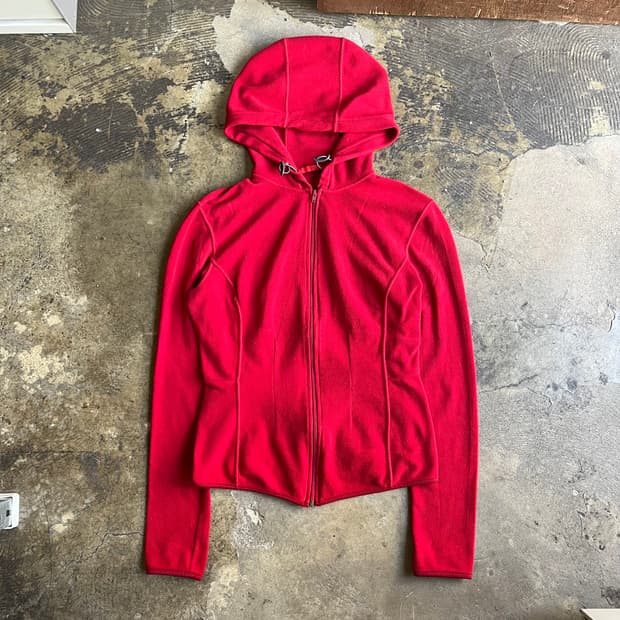 프라다 레드라인 풀집 후즈 플리스 자켓 