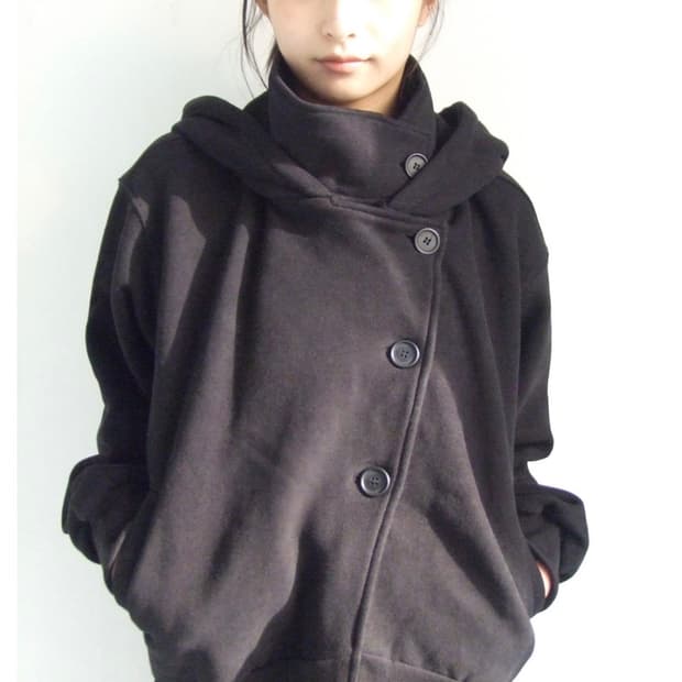 Oshigh high neck hood zip up(black)