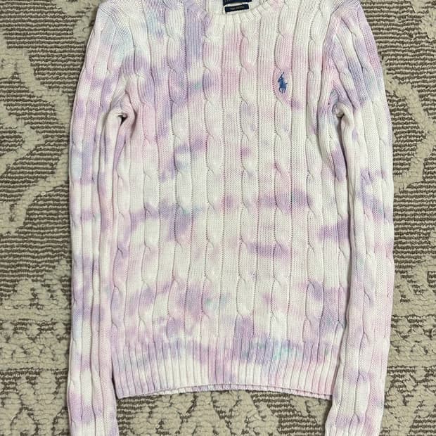 폴로 타이다이 슬림 딱붙핏 케이블 니트