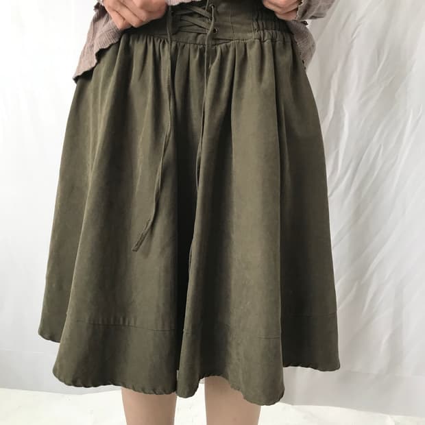 코르셋 카키 스커트