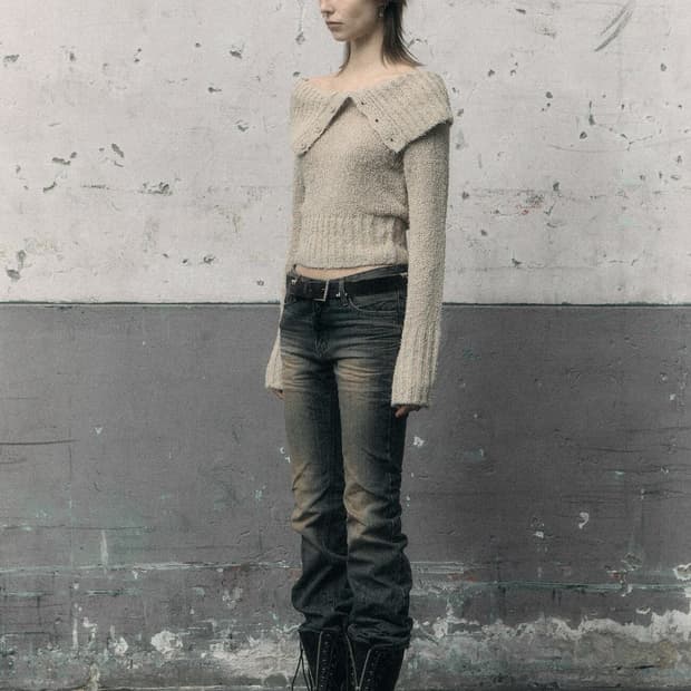 SAND BLUE EMBO WASHED BOOTCUT JEANS