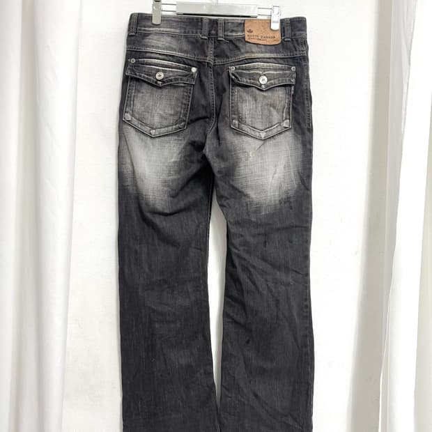 Washed wide denim pants