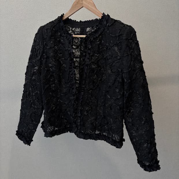 black frill lace cardigan jacket