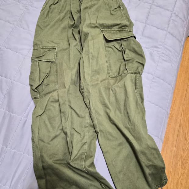 카키색 카고 조거 팬츠 허리밴딩 29size