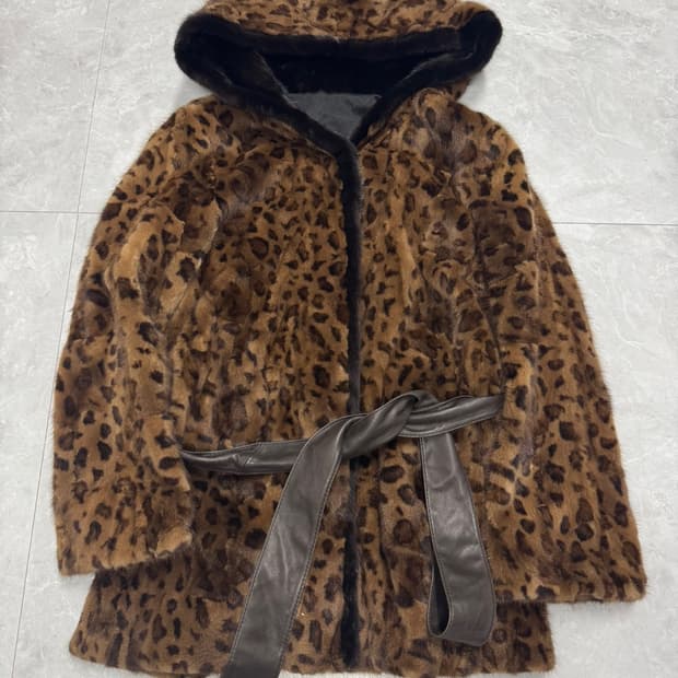 호피 밍크 후드