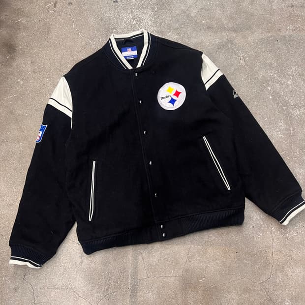리복 NFL 피츠버그 스틸러스 레터맨 울 바시티 자켓