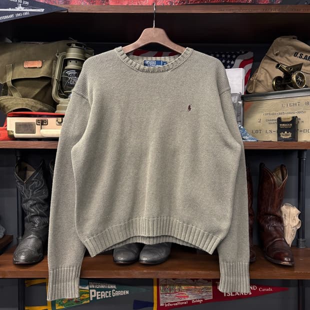 00s 폴로 랄프로렌 크루넥 보카시 코튼니트 민트 포니자수 N519