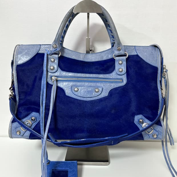 발렌시아가 시티 모터백 송치블루