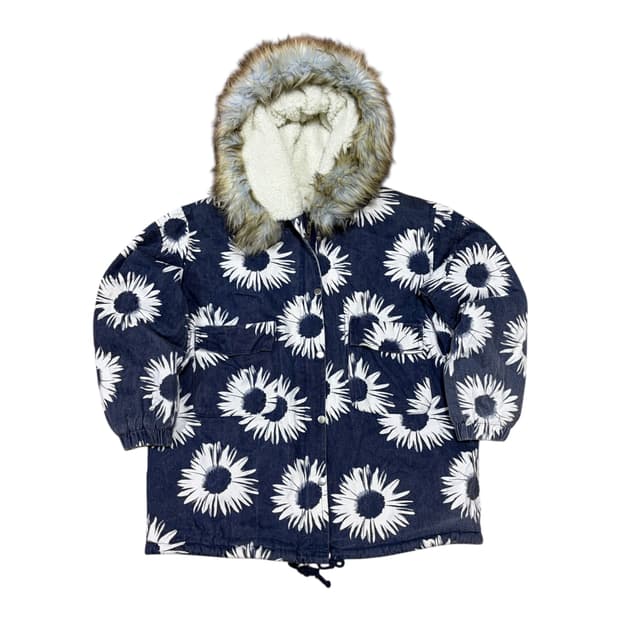  빈티지 안감 양털 플리스 플라워 패턴 자켓