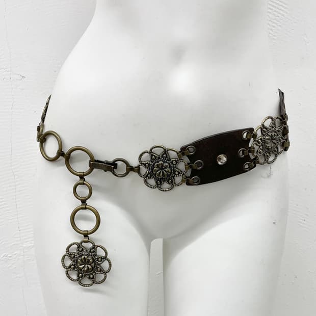 오리엔탈 엔틱 플라워 체인 벨트