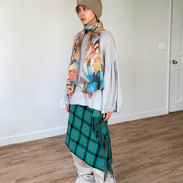 JW Anderson x Uniqlo 프린지 체크 스커트