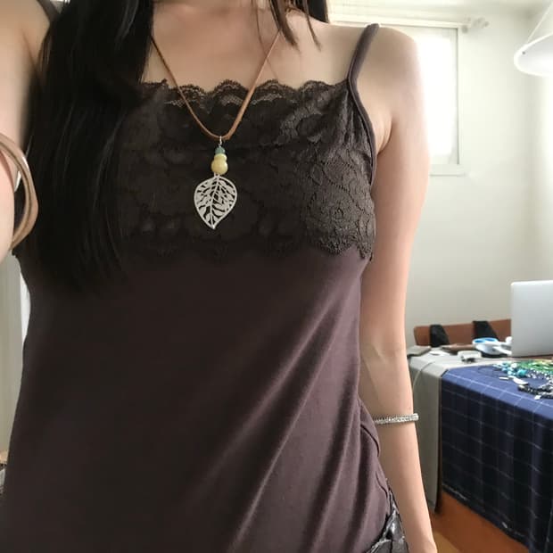 vintage brown lace sleeveless