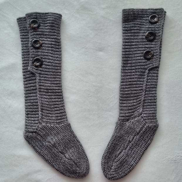 빈티지 모리걸 하구미 그레이 단추 니트 양말