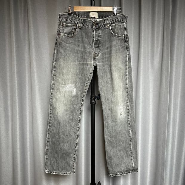 빈티지 00s 리바이스 501 흑청 리페어 블랙진 34