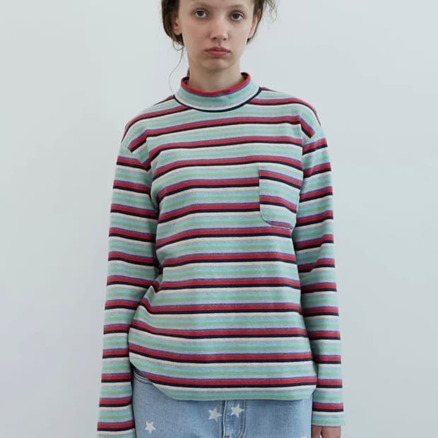 엔조블루스 스트라이프 하프넥 Lst (Multi)