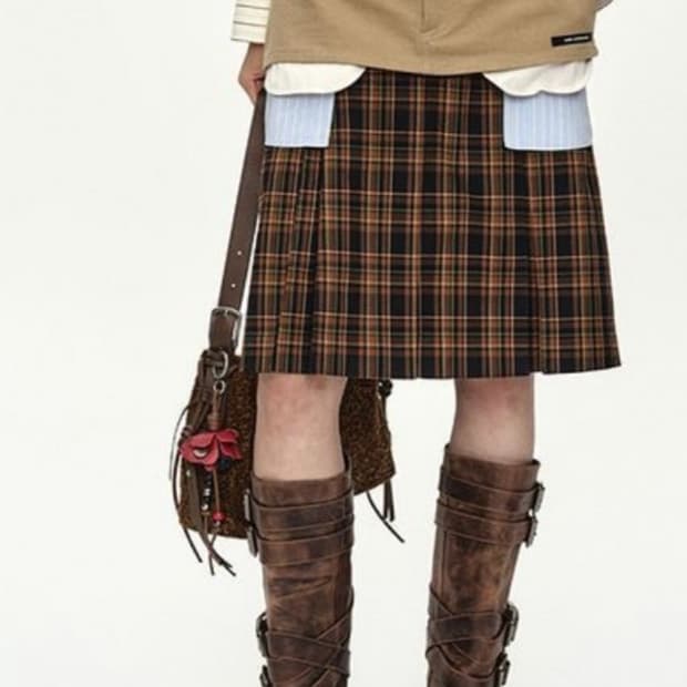 앤더슨벨 DOUBLE LAYERED PLEATS SKIRT apa885w