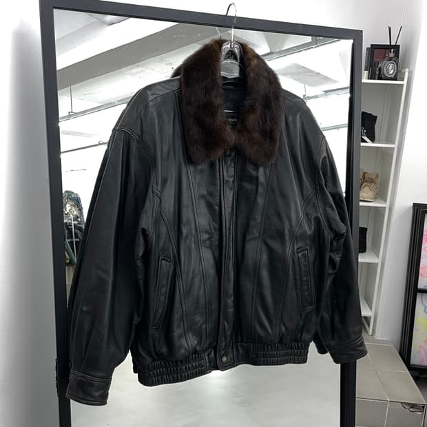 입생로랑 90s 리얼레더 양가죽 퍼 봄버 가죽자켓