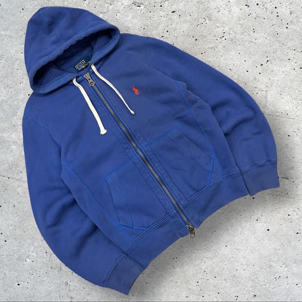 [S] 폴로 랄프로렌 블루 스웻 투웨이 후드집업 D170