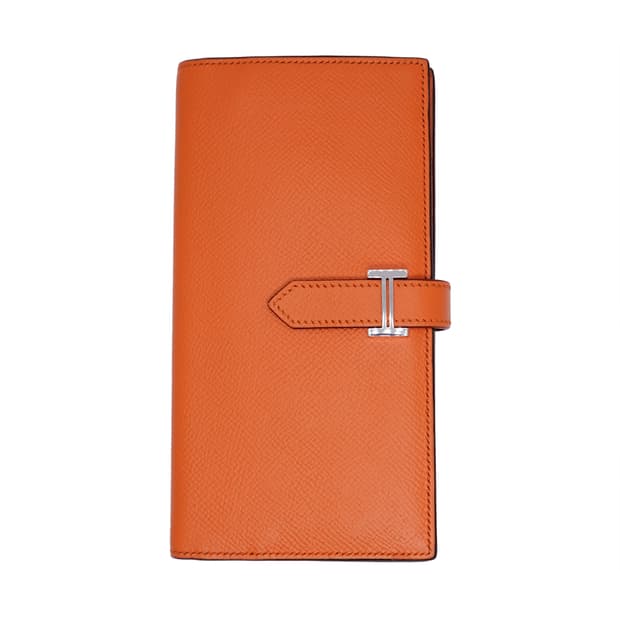 에르메스 베안 소플렛 오렌지 앱송 금장 남녀공용 엡송 장지갑