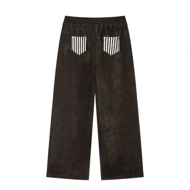 어스지구 earthjigu 벨벳 스트라이프 와이드 팬츠 브라운