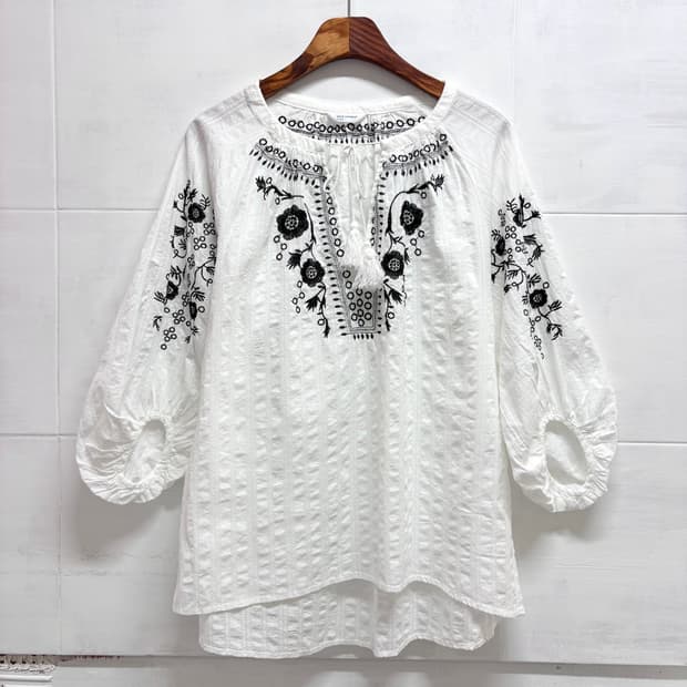 Back Number 에스닉 태슬 자수 블라우스 L JPN 