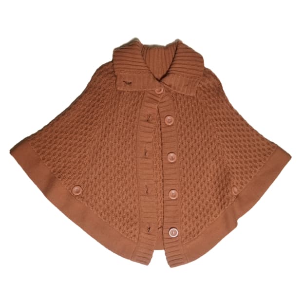 빈티지 다홍색 오렌지 케이프 숄 판초 판쵸 가디건 모리걸하구미히피오리엔탈