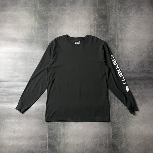 CARHARTT 칼하트 빈티지 블랙 코튼 긴팔 티셔츠 A00491