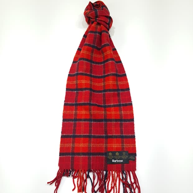 MX542 바버 90s 스코틀랜드판 램스울 타탄 레드 머플러 목도리