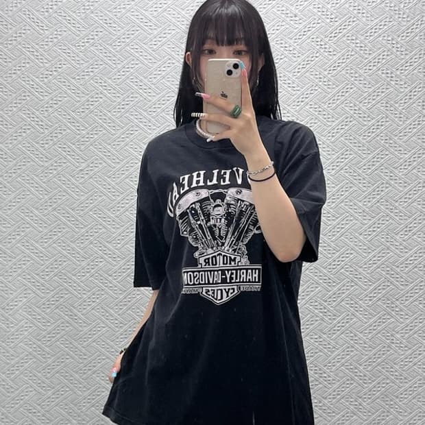 할리 데이비슨 빈티지 펑크 모터 레이싱 반팔티 XL C13026