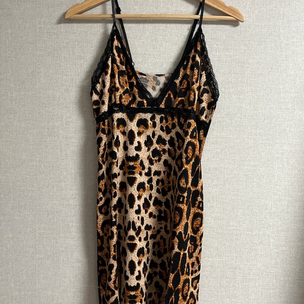 [갸루 / 펑크] 레오파드 트임 슬립 