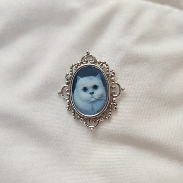 고양이 아게이트 카메오 펜던트 목걸이