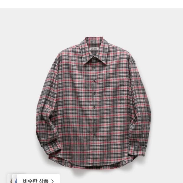 쿠어 컷오프 레드 체크셔츠S