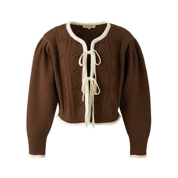 택O) 유어네임히얼 리본이 가디건 브라운