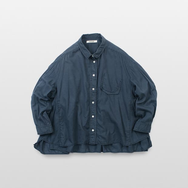 TUMUGU: Washed Wide Frill Shirt