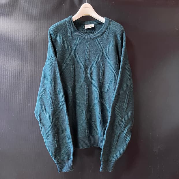 70s 라코스테 프랑스 메이드 케이블 니트 