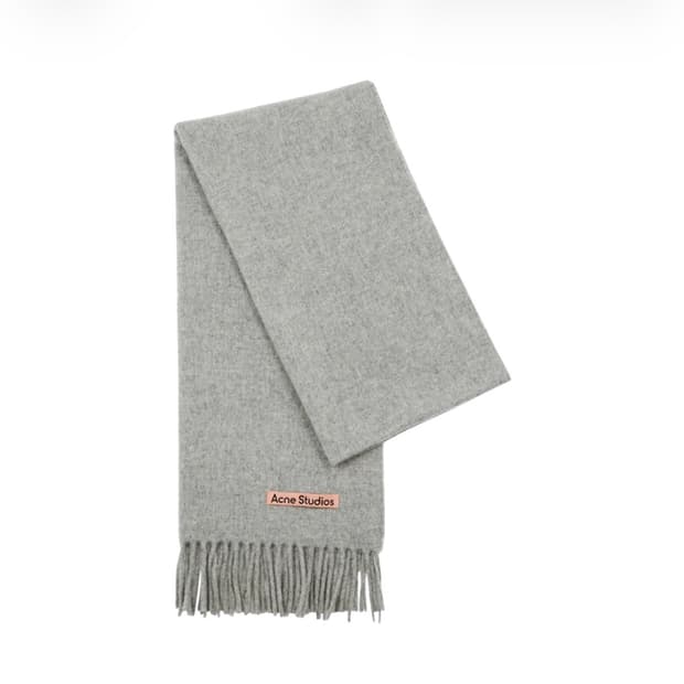 아크네 스튜디오 내로우 울 프린지 머플러 라이트 그레이