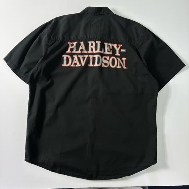 Harley davidson  할리 데이비슨 바이커 차콜 반팔 셔츠 