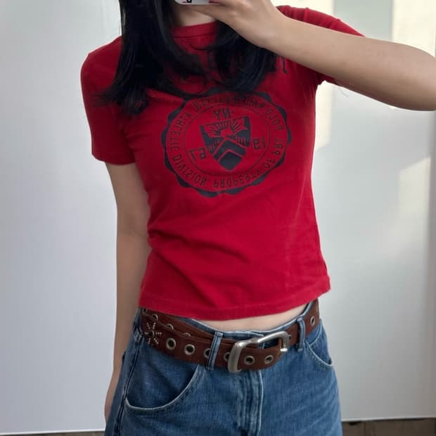 폴로 랄프로렌 레드 프린팅 반팔 티셔츠