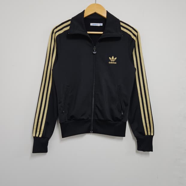 95) 아디다스 블랙골드 백로고 파이어버드 트랙탑 져지
