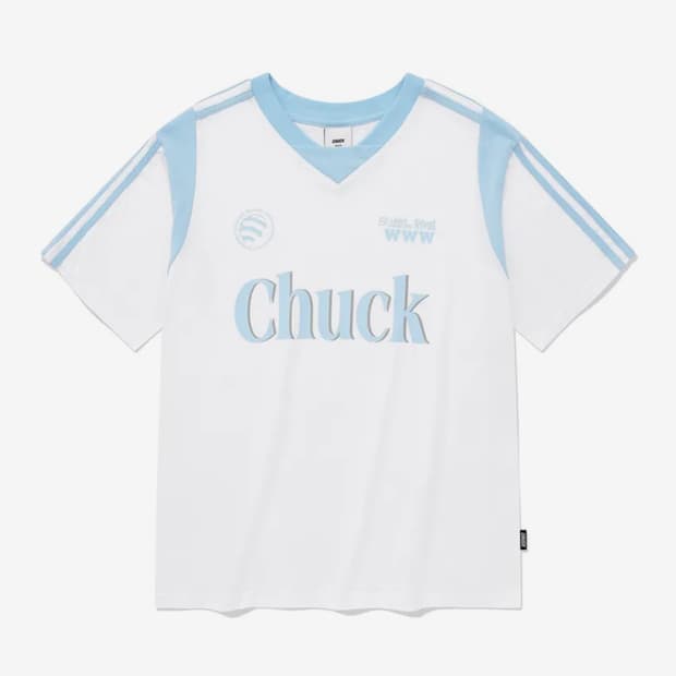 척 (chuck) 유니폼 브이넥 반팔 티셔츠 (화이트)