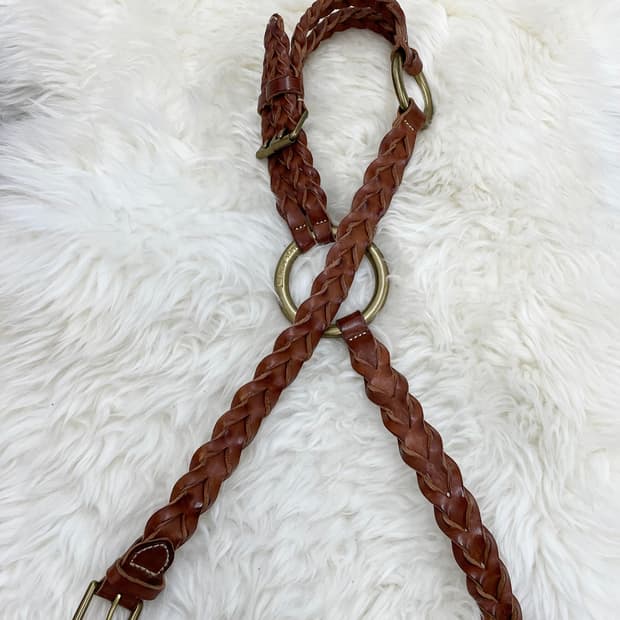 랄프로렌 리얼레더 웨스턴 위빙 버클 벨트