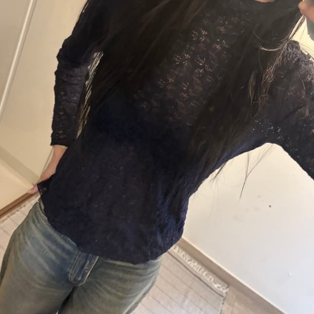 japan vintage navy lace top
