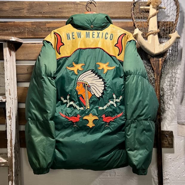 [M]아비렉스 USA NEW MEXICO 인디언 자수 그린 다운 패딩