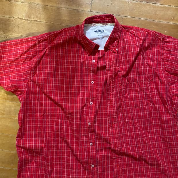 Wrangler 체크 반팔 셔츠 2XL (110-120)