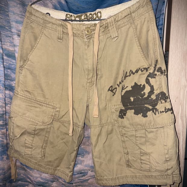 빈티지 버카루 y2k 00s 베이지 카고 버뮤다 팬츠