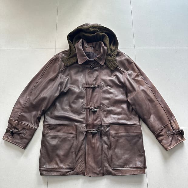 90s 프랑스생산 맥더글라스 빈티지 가죽 더플자켓 후